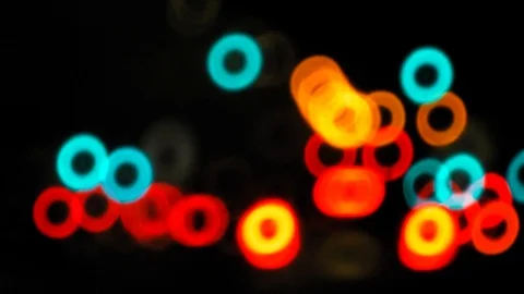 Blurred Traffic Lights Ring Bokeh Circles Background Stock Footage 120171408