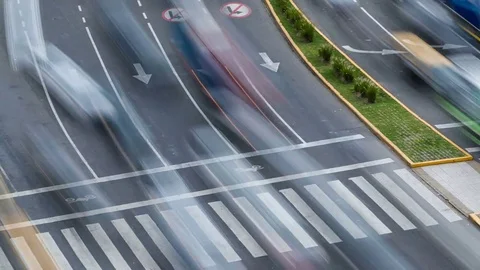 Blurred traffic time lapse from high angle Buenos Aires Argentina 4K Stock Footage 73960717