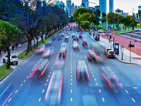 Blurred Traffic Time Lapse From High Angle Buenos Aires Argentina 4K Stock Footage 76251450