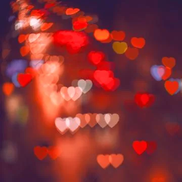 Blurred Unfocussed Multicolor Lights in the Shape of Heart Stock Photos