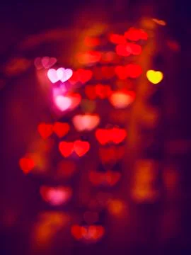 Blurred Unfocussed Multicolor Lights in the Shape of Heart Stock Photos