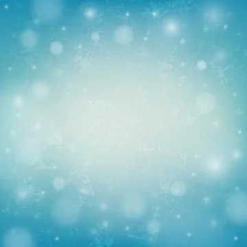 Blurred vector christmas background with bokeh and snowflakes Stock Illustration