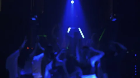 Blurred version of footage. Group of people happy dancing come celebrate concert Vídeo Stock 140425923