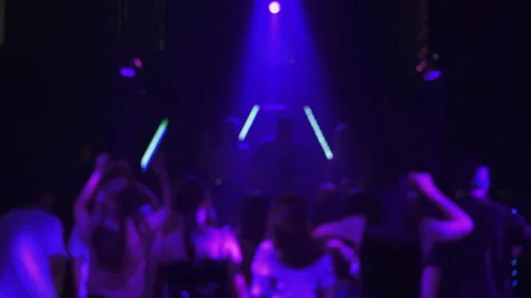 Blurred version of footage. Group of people happy dancing come celebrate concert Stock Footage 140426004