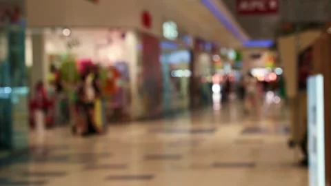 Blurred video background in a mall with shops and customers. Stock Footage 244766168