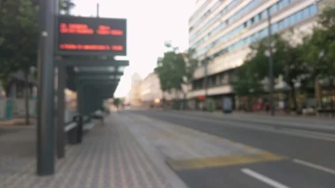 Blurred video of bus picking up passengers in daily commute in public transport Stock Footage 134426140
