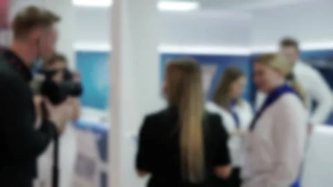 Blurred video of a group of journalists at work. Stock Footage 157003803