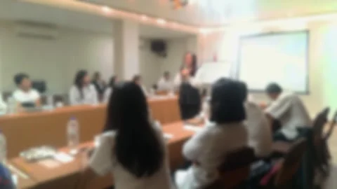 A blurred video of group people attend a business meeting or seminar, Stock Footage 340533787