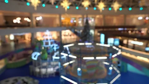 Blurred video of people walking in the mall Stockbeeldmateriaal 231114309