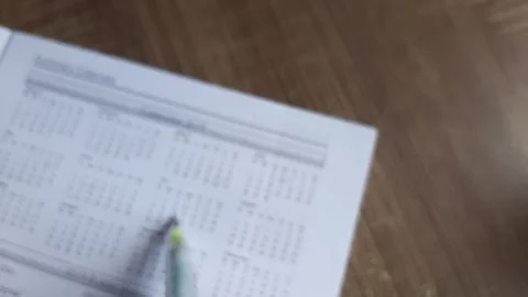 A blurred video of someone marking the important dates of the year on a calendar Stock Footage 285923201