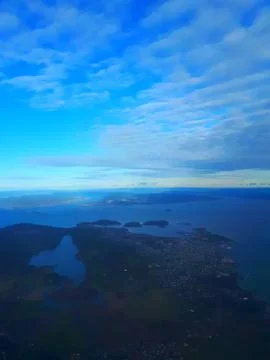 Blurred view from the airplane window Stock Photos
