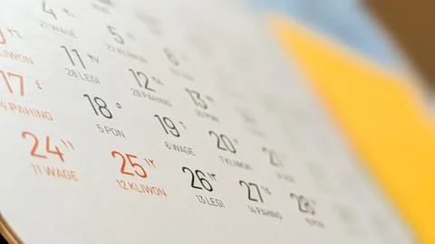 Blurred view and selective  focus. Calender page of holiday date. Stock Photos