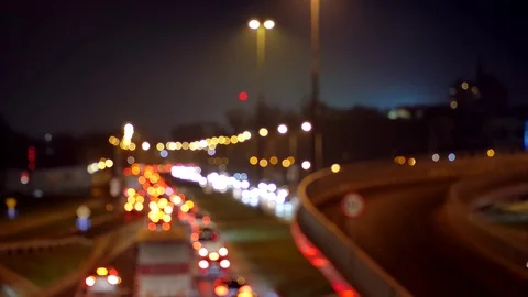 Blurred view of cars in the traffic jam. Видео 83237553