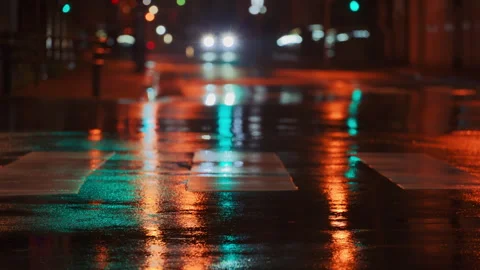Blurred view of the city lights on a rainy evening. Tokyo, Japan Stock Footage 314136401