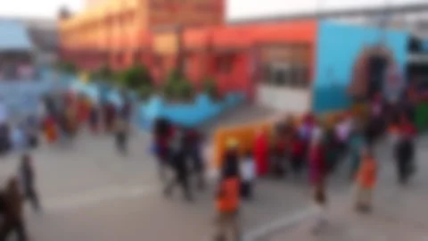 Blurred view of devotees visiting Kumbh Mela festival in Pryagraj, India. Stock Footage 300449231