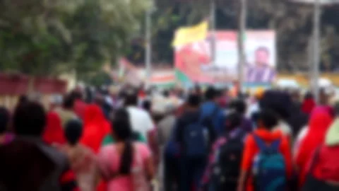 Blurred view of devotees visiting Kumbh Mela festival in Pryagraj, India. Video stock 300449244