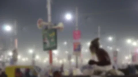 Blurred view of devotees visiting Kumbh Mela festival in Pryagraj, India. Stock Footage 300449427