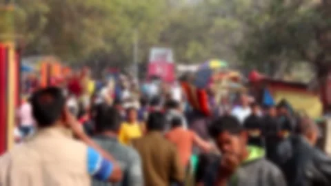 Blurred view of devotees visiting Kumbh Mela festival in Pryagraj, India. Stock Footage 300449624