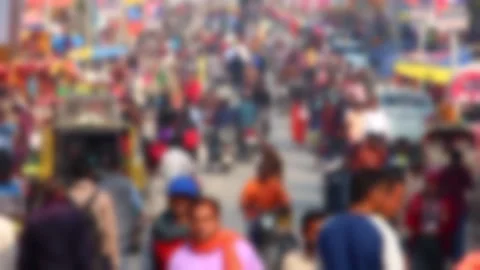 Blurred view of devotees visiting Kumbh Mela festival in Pryagraj, India. Stock Footage 300449638