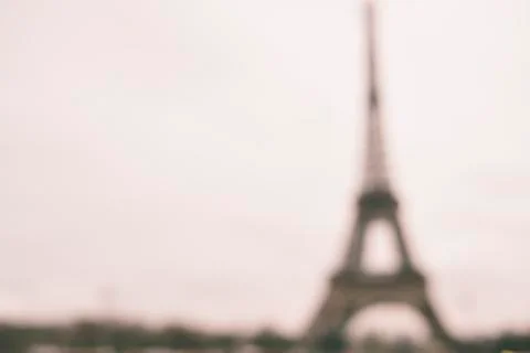 Blurred View of the Eiffel Tower in Paris with Copy Space Foto stock