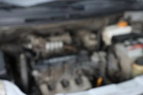 Blurred view of engine bay in modern car Stock-Fotos