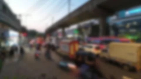 Blurred view of evening road traffic near Saki Naka metro station in Mumbai. Stock Footage 301711778