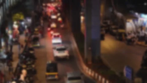 Blurred view of the evening traffic on a Ramakrishna Chemburkar Marg in Mumbai. Video stock 300242106