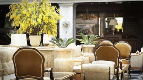 Blurred view of hotel interior Stock Photos