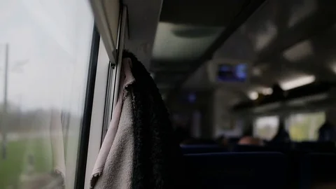 Blurred view inside of the fast train. Daylight, indoor. Stock Footage 81267330