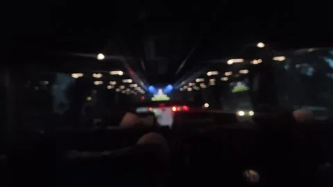 A Blurred View of The Journey inside The Bus at Night Видео 327255295