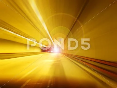 Blurred view of lit tunnel Stock Photos