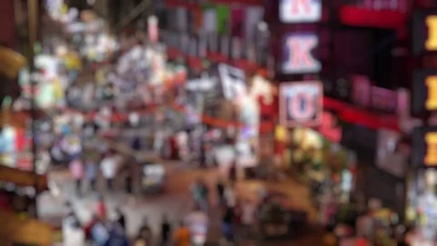 Blurred view of the Main Bazar road with busy evening traffic in Delhi, India. Stock Footage 303778483
