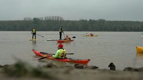 Blurred view of people canoeing Video stock 110321626