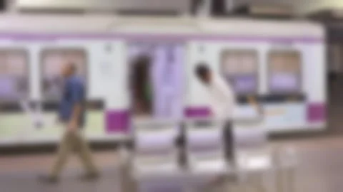 Blurred view of the platform at Chhatrapati Shivaji Maharaj Terminus Stock Footage 301633728