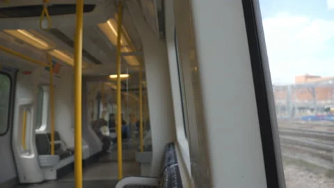 A blurred view of a train interior. Stock Footage 114010891