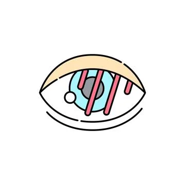 Blurred vision olor line icon. Computer-induced medical problem. Pictogram fo Illustrazione stock
