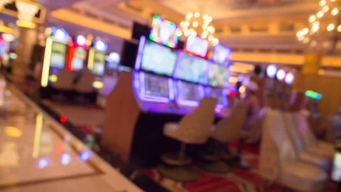 Blurred Walk Through Slot Machine Area Casino Floor Stock Footage 79537544