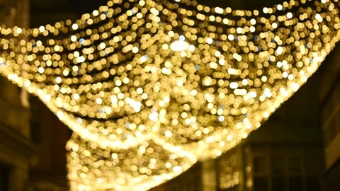 Blurred warm New year's lights. City decoration. Stock Footage 325217401