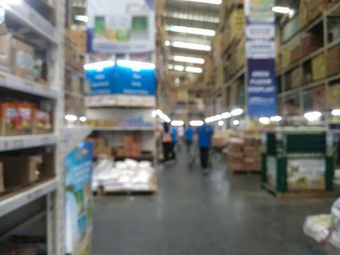 Blurred wholesale warehouse interior Stock Photos