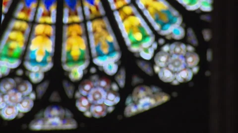 Blurred window of Strasbourg Cathedral Stock Footage 59183453