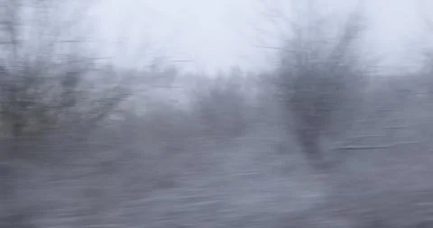 Blurred Winter Landscape from Moving Train Window Stock Footage 323126267