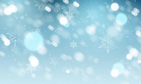 Blurred winter vector background with snowflakes. Stock Illustration