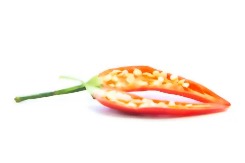 Blurring section sliced of red chili pepper Foto stock