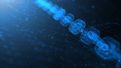 Blurry 3d chain rotation on binary data background Stock-Footage 123257997