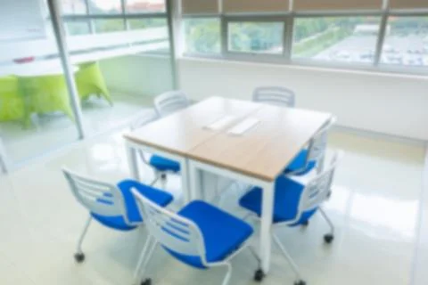 Blurry abstract background of empty modern boardroom, meeting office room Stock Photos