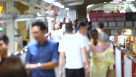 Blurry Anonymous and Unrecognisable Crowd Walking  Stock Footage 93644854