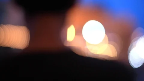 Blurry  back ground with a man stand Stock Footage 94017694