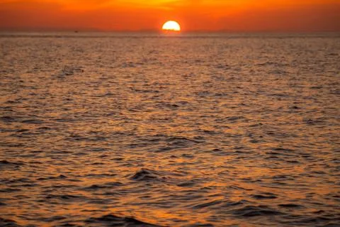 Blurry background beautiful sunset above the sea Stock Photos