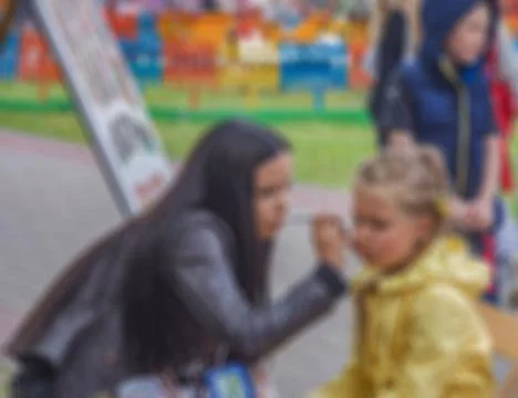 Blurry background with bokeh elements in a creative plot on the theme of draw Foto stock