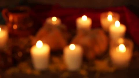 Blurry background of candles and bread day of the dead Stock Footage 117070438